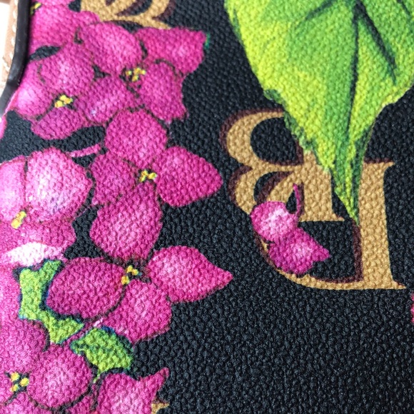 Dooney & Bourke Black Pink Blue Floral Hydrangea Crossbody Bag coated cotton - Picture 5 of 13